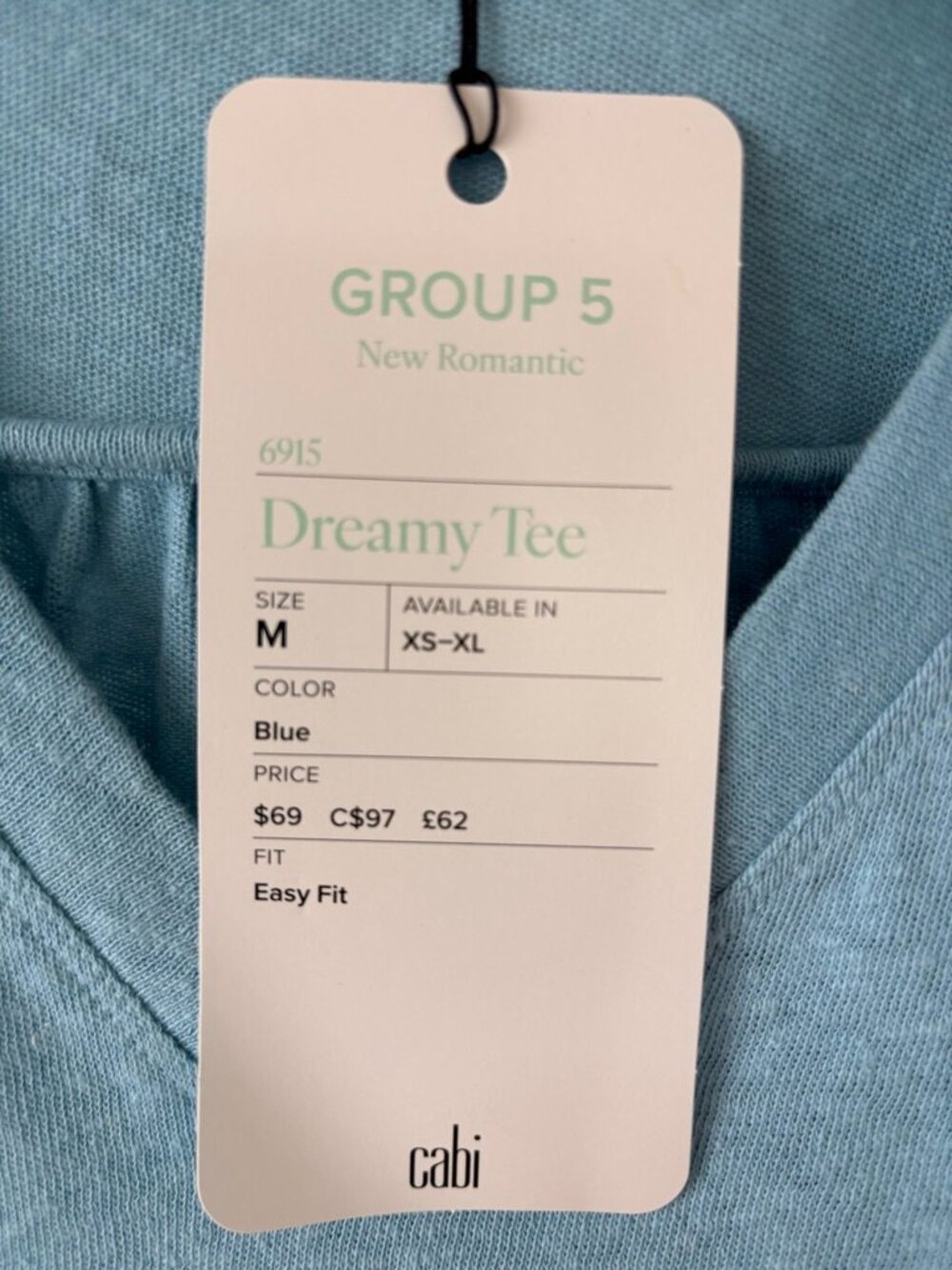 CAbi Dreamy Tee Blue V-Neck NWT Style #6915 M - Picture 3 of 6